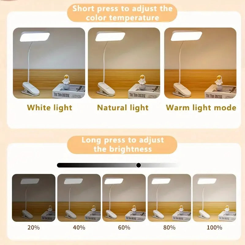 Clip-On LED Rechargeable Desk Lamp