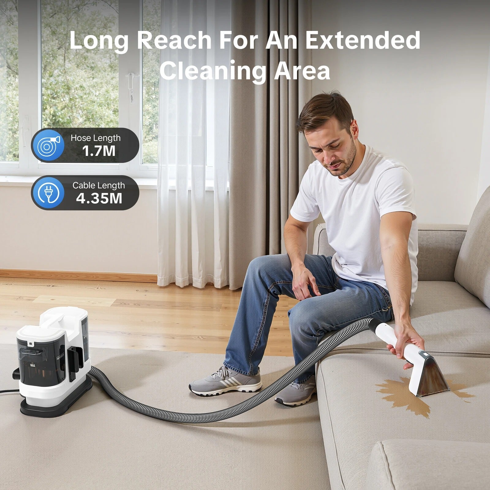 Lubluelu V8 800W Hot Water Carpet Cleaner